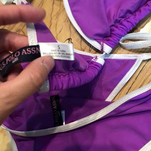 Purple string bikini US Polo Assn bikini purple  size L bottom S top women’s - Picture 9 of 10